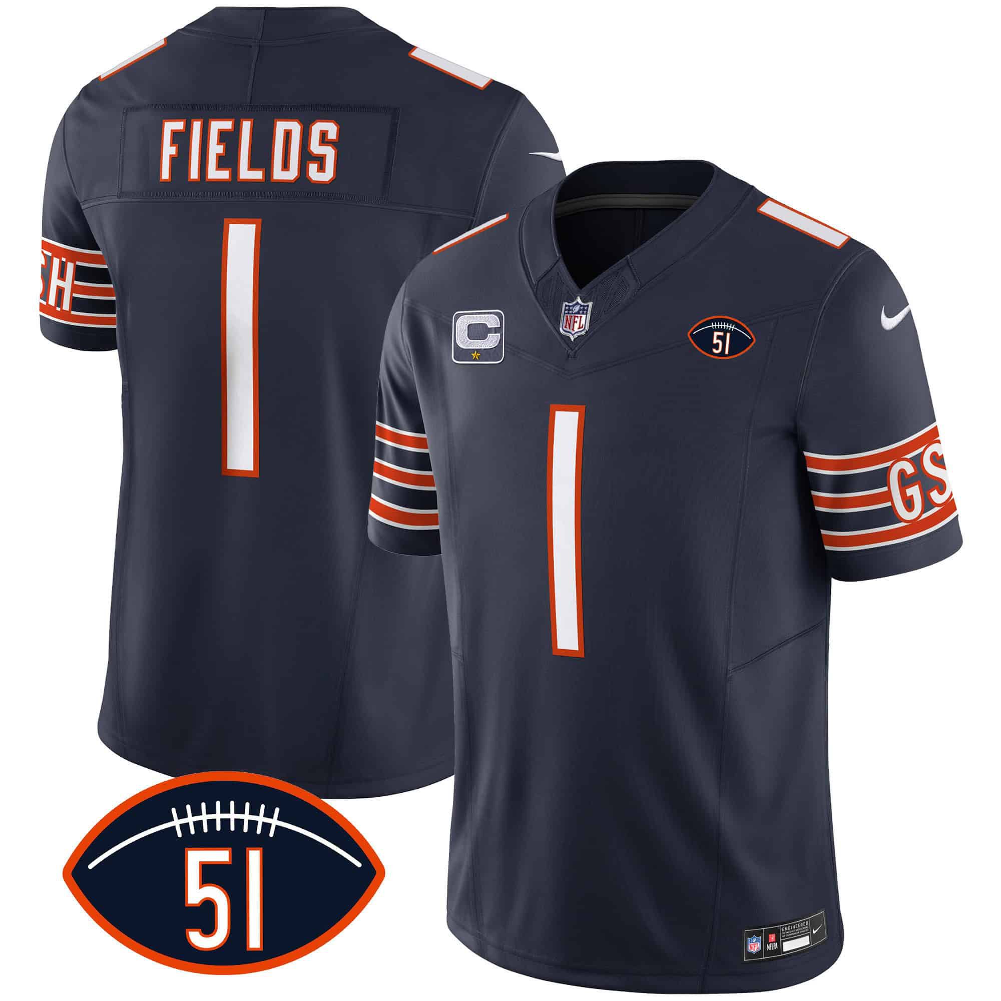 Men Chicago Bears #1 Fields Blue 2024 Nike Patch GSH Vapor NFL Jersey style 1->indianapolis colts->NFL Jersey